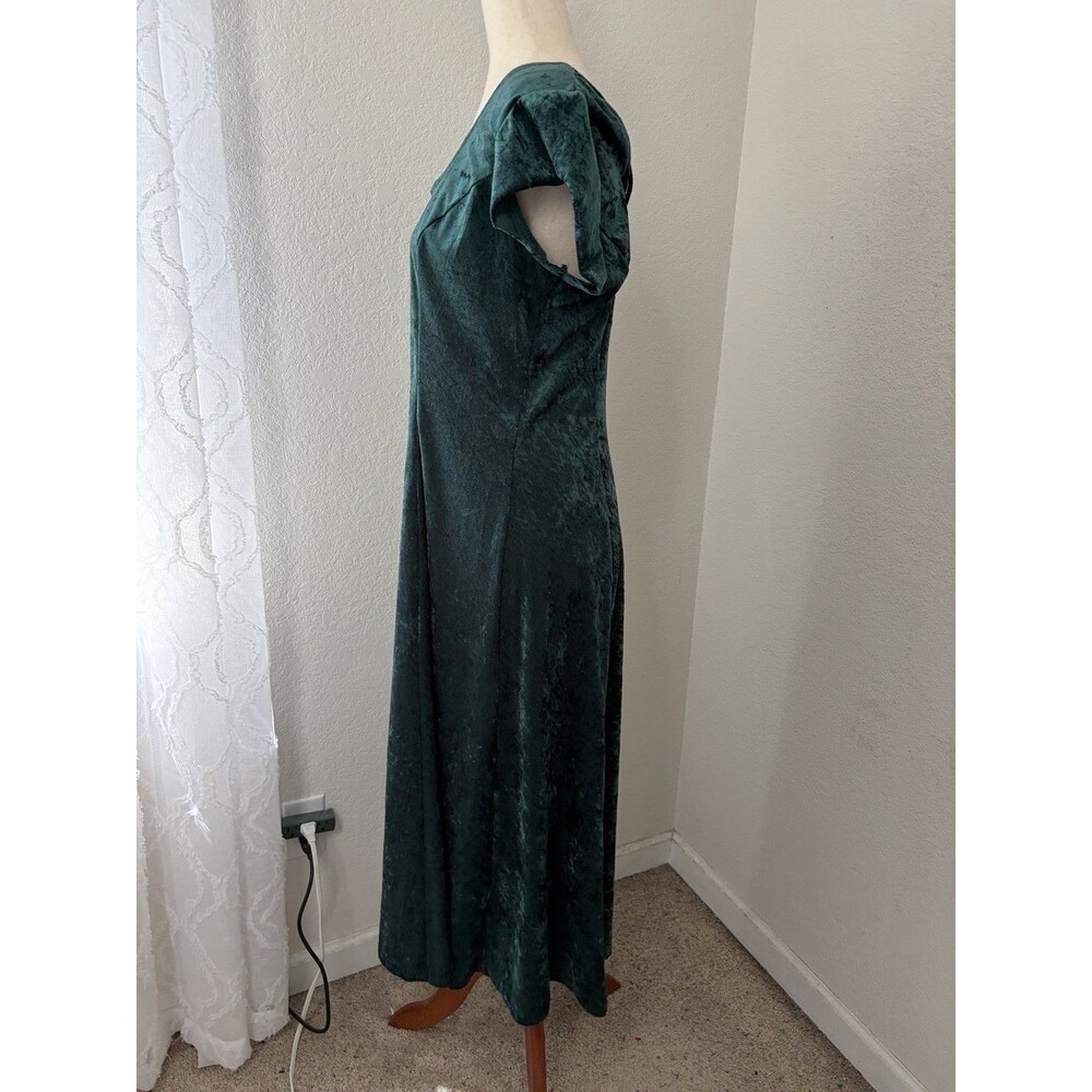 Vintage Women’s size 10 Green Velvet Midi Dress Y2K Witchy Goth Renaissance - Picture 4 of 6